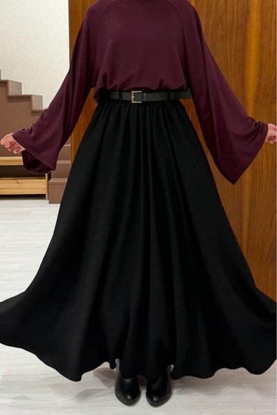 fayaboutique.com Siyah Belle Kemerli Etek