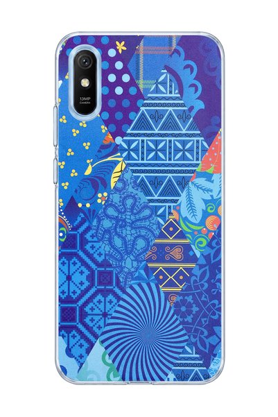 lelia حافظة هاتف شفافة متوافقة مع Redmi 9A مطبوعة باللون الأزرق