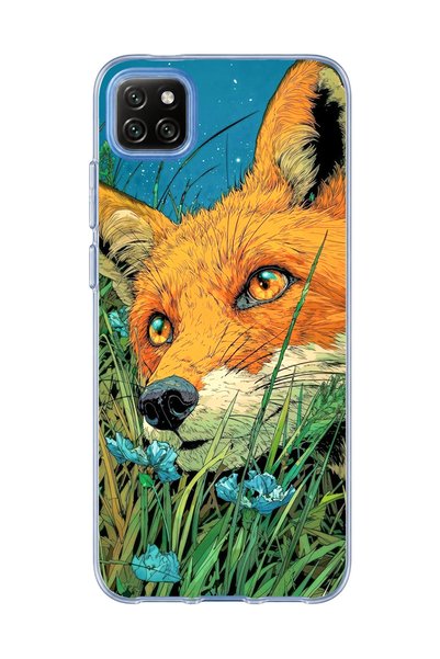 lelia حافظة هاتف شفافة متوافقة مع Redmi 9C مطبوعة بطبعة عشب الثعلب الأخضر