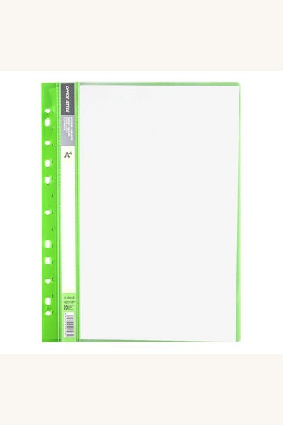 Comerivo Dosar plastic A4 verde lime cu sina si 20 de folii transparente