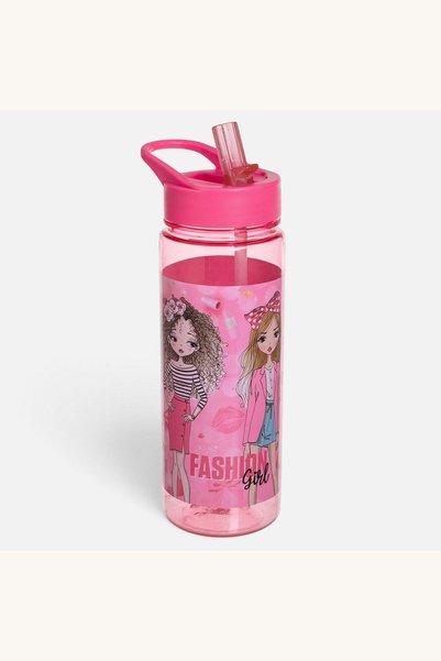 Comerivo Sticlă de apă din plastic roz 650ml, cu capac flip top, model Fashio...