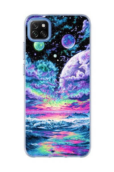 lelia Redmi 9C Compatible Purple Planet Ocean Printed Transparent Phone Case