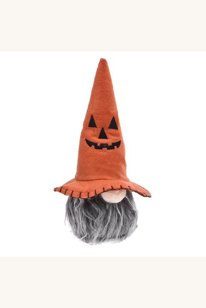 Comerivo Gnome decorativ Halloween cu palarie portocalie, 24.5cm - personaj c...