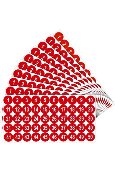 Generic Number Stickers, Consecutive Number Stickers (1-50) 2.54cm Number Lab...