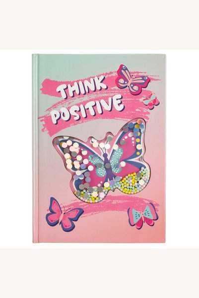 Comerivo Caiet notite A5 cu 80 file, design fluturi si confetti, verde menta ...