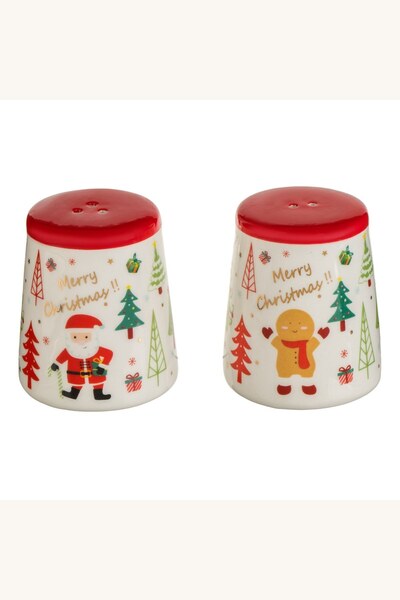 Comerivo Solnite ceramica alba pentru sare si piper, figurine Craciun, set de...