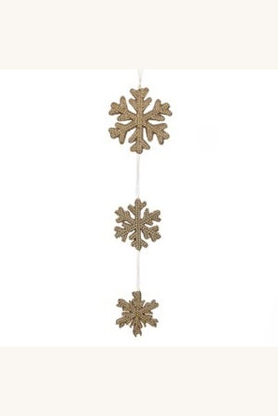 Comerivo Ghirlanda Craciun cu 3 Fulgi Spuma si Glitter Bej 55cm pentru Perete