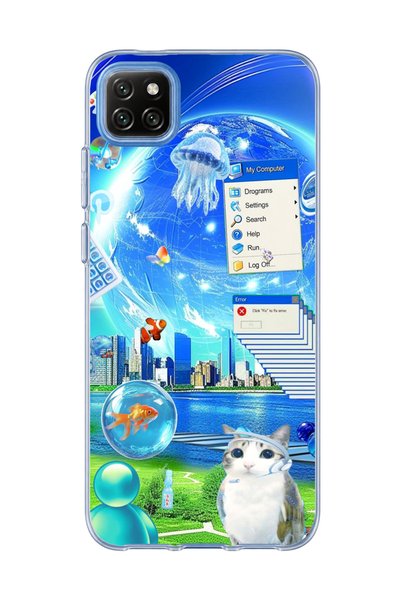 lelia حافظة هاتف شفافة متوافقة مع Redmi 9C مطبوعة بتصميم قنديل البحر والقطط