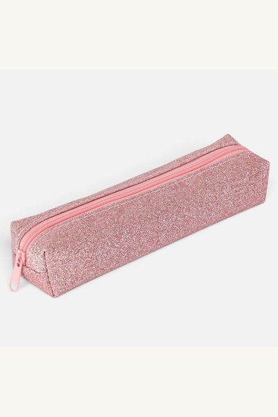 Comerivo Penar tub roz cu glitter si fermoar pentru scoala 18x4x4cm