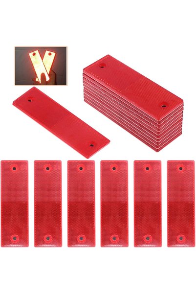 Generic 20 Pcs Red Plastic Rectangular Stick-on Car Reflector Sticker Waterpr...