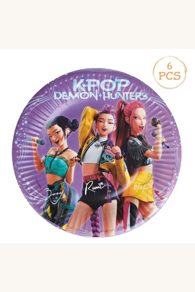 Comerivo Set 6 farfurii carton lila K-POP Demon Hunters, diametru 19,5cm