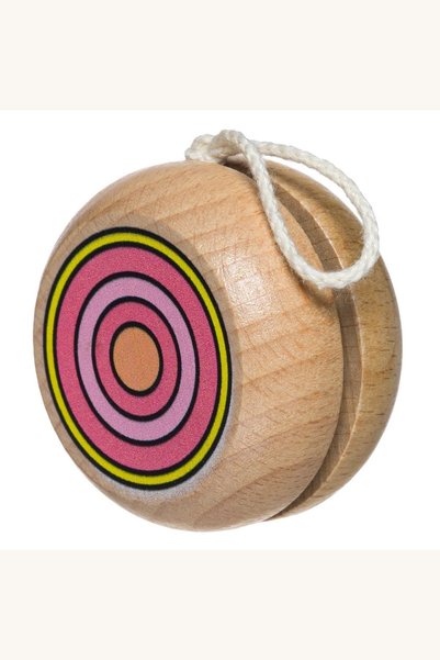 Comerivo Yo yo din lemn cu cercuri colorate - Divertisment compact 5x3.5cm
