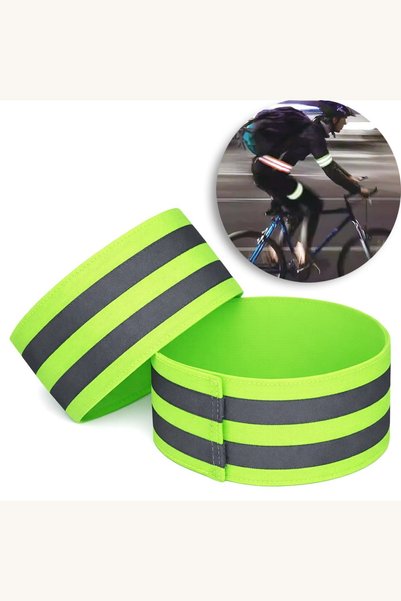 Comerivo 2 Benzi reflectorizante pentru siguranta la pedalat - galben, 34x5cm