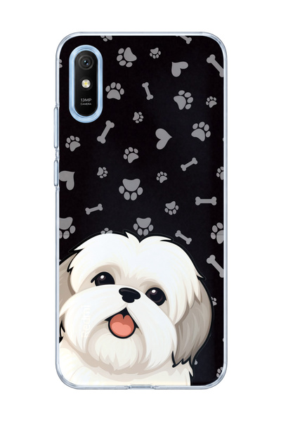 lelia حافظة هاتف شفافة متوافقة مع Redmi 9A مطبوعة عليها عبارة White Dog Black...