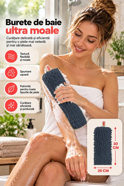 WOMAN VISION Burete de Baie Exfoliant pentru Corp, 20x30 cm, Ultra Moale, Fle...