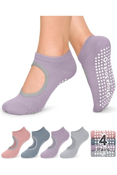 Generic جوارب بيلاتس غير قابلة للانزلاق مع مقابض للنساء، جوارب مانعة للانزلاق...