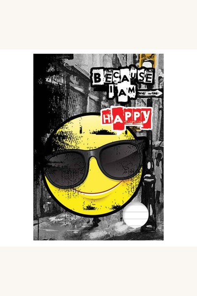Comerivo Caiet dictando A5 cu copertă neagră și model emoji galben, 60 de file