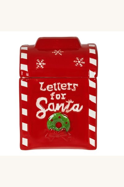Comerivo Cutie ceramica pentru biscuiti Craciun, design casuta postala rosie,...