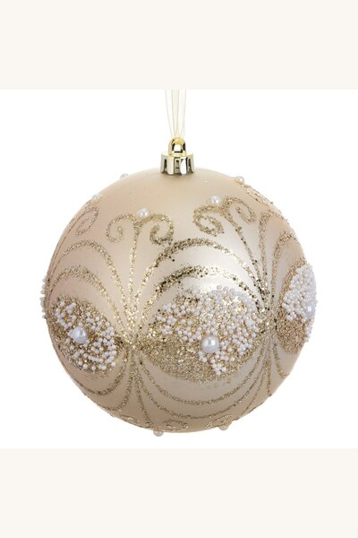 Comerivo Decoratiune Brad Craciun Glob Sampanie Mat Margele Glitter 12cm