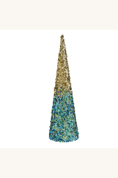Comerivo Con decorativ Craciun verde ombre cu paiete, 12x40cm