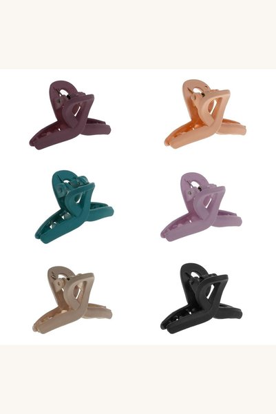 Comerivo Set 6 clame par bucla mate colorate 4.5cm - lila, negru, maro, bordo...