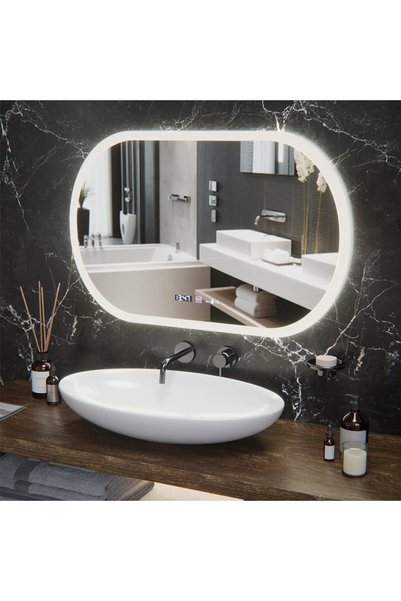 OEM Oglindă LED ovală, 80x50cm, Senzor Altera MotionGlow Marcello, Sistem ant...
