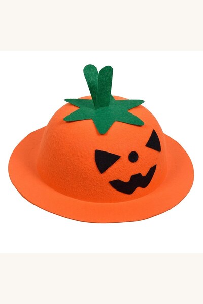 Comerivo Palarie Halloween dovleac portocaliu cu tulpina verde, diametru 25.5cm