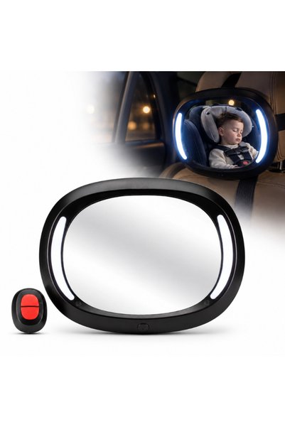 Olmitos Oglindă auto pentru bebeluși cu lumină LED, telecomandă și rotație 36...