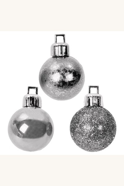 Comerivo Set 12 globuri argintii pentru brad cu finisaj mat si glitter 5cm