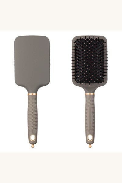Comerivo Perie plata patrata din plastic gri pentru descalcit parul greu