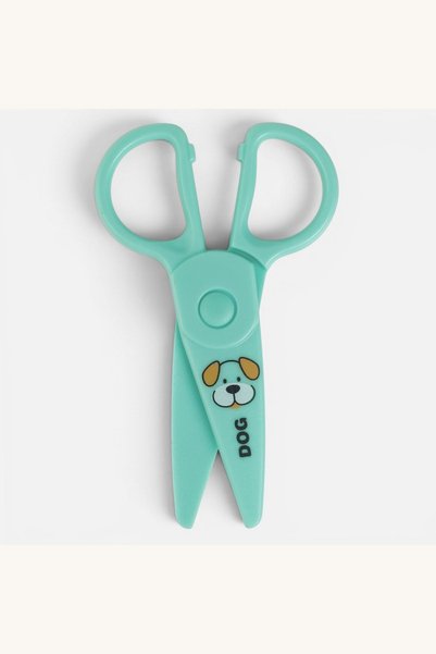 Comerivo Foarfeca sigura pentru copii cu design catel, verde menta, 13cm