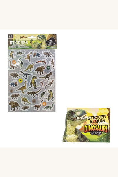 Comerivo Autocolante dinozauri 34 bucati cu album creativ pentru copii