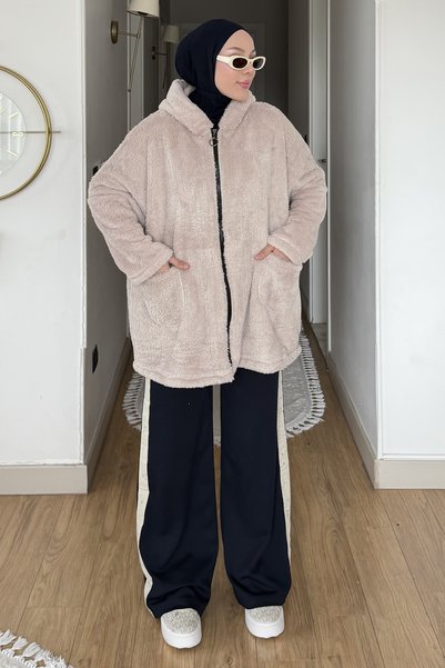 SaklıButik Oversize Düz Peluş Hırka
