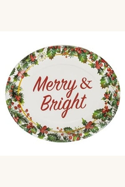 Comerivo Set 6 farfurii ovale carton alba gri Merry & Bright 24,5x20,5 cm pet...