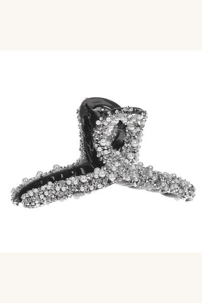 Comerivo Clama pentru par eleganta, design negru cu margele si stras, bucla 11cm