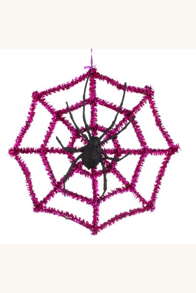 Comerivo Decoratiune panza de paianjen pentru Halloween, 29x29cm, cu beteala ...