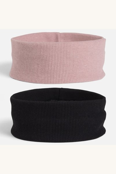 Comerivo Set 2 Bentite Par Textil Ribbed Negru si Nude - 5,5cm