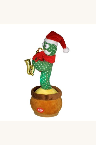 Comerivo Cactus dansator interactiv de Craciun cu LED, 30cm, canta si repeta