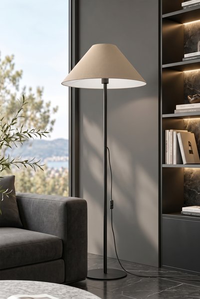 Marrien Venüs Siyah Tek Ayaklı Metal Cappuccino Lambader Salon & Oturma Odası...