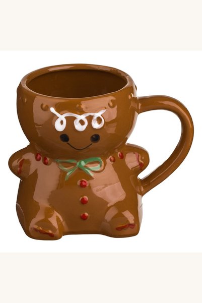 Comerivo Cana ceramica pentru bauturi calde, design Craciun cu om de turta du...