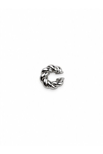 Sacha Accessories أقراط أذن فضية سميكة على شكل حلزوني
