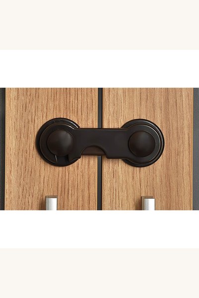 Comerivo Blocator plastic pentru dulapuri, protectie copii, negru - 2 buc