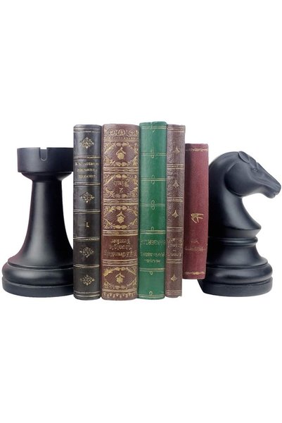 GENERAL Decorative Bookends Chess Bookends, Black Book Ends Heavy Book Suppor...