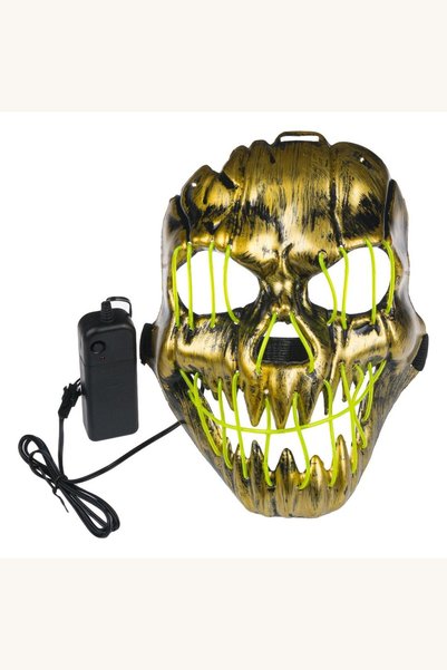 Comerivo Masca deghizare craniu iluminat LED pentru Halloween cu baterii incluse