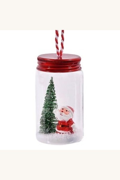 Comerivo Decorațiune pentru brad de Crăciun, borcan transparent cu Moș Crăciu...