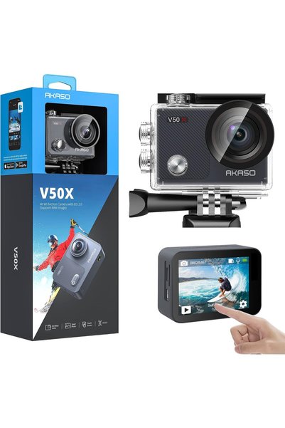 Generic كاميرا أكشن V50X بدقة 4K30fps مع واي فاي وشاشة لمس ونظام تثبيت الصورة...