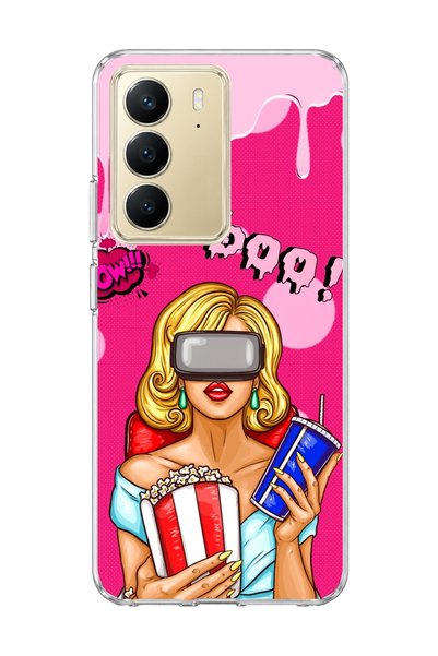 lelia Realme C75 Compatible Blonde Woman Popcorn Printed Transparent Phone Case