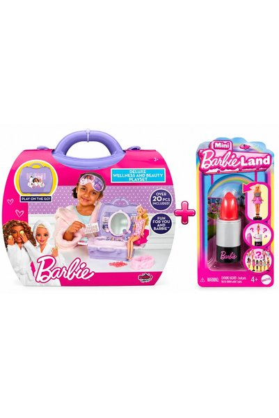 Barbie Set cadou, Kit de lux pentru Wellness și Frumusețe cu peste 20 de acce...