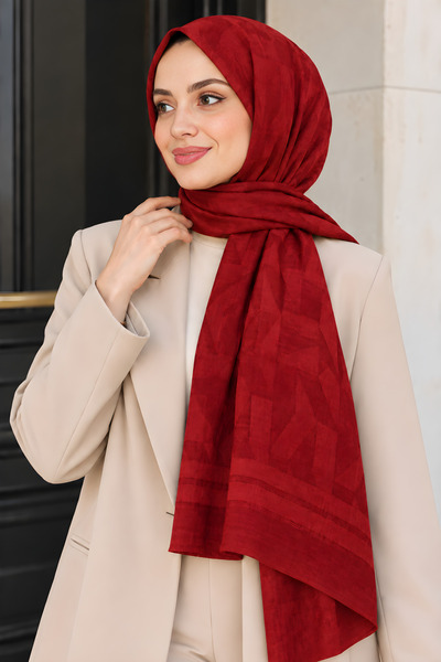 İmajButik شال ناعم باللون الأحمر
