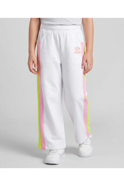 Pine kids Knit Full Length Cut & Sew Track Pant with Life Style Print - White